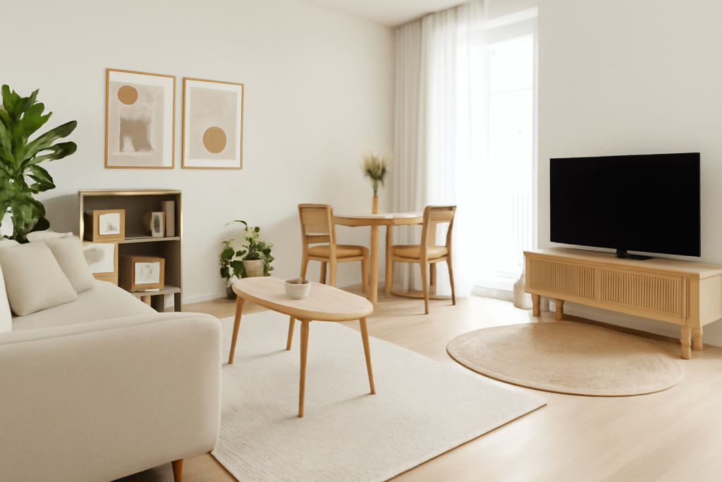 Small apartament Define Spaces with Area Rugs