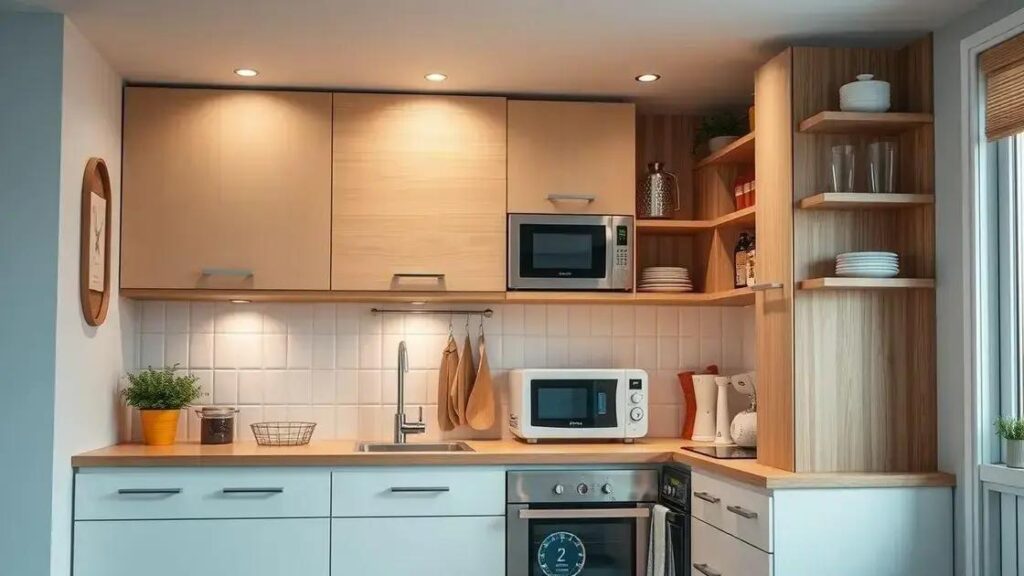 Ideias de armários compactos para cozinhas pequenas: beleza e funcionalidade